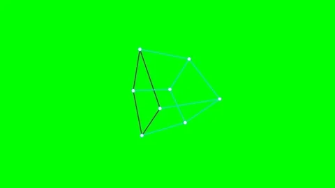 A simple wireframe cube structure isolated on a solid vibrant green backgroun Vídeos de archivo 340265893