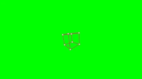 A simple wireframe cube structure rendered against a bright green background Stock Footage 340900519