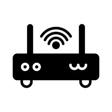 Simple Wireless Router Icon with Signal Waves and Cute Design Stockillustratie