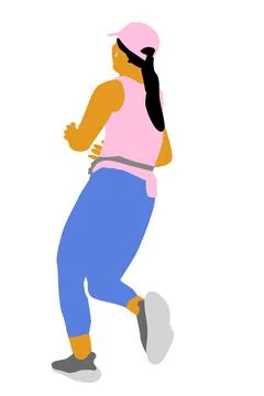 Simple woman warming up run runner,vector hand draw outline sketch, isolate.. 스톡 일러스트