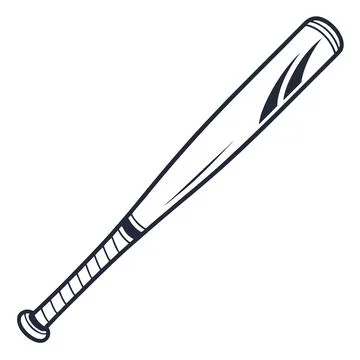 Simple Wooden Baseball Bat Flat Vector Graphic Stock Illustration