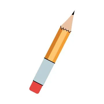 Simple wooden pencil with eraser vector illustration isolated on white backgr 스톡 일러스트