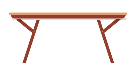 Simple wooden table with angled legs and flat top surface in a clean, minimalist Stock Footage 304965387