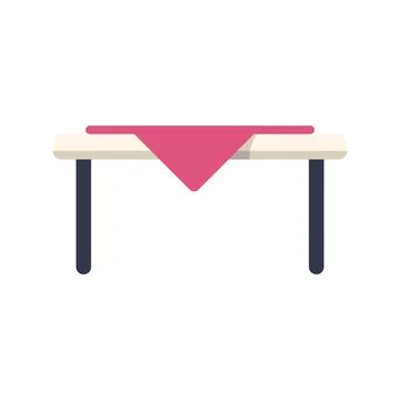 Simple wooden table covered by tablecloth on white background Stock Illustration