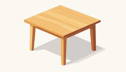 Simple wooden table with light texture shown in isometric perspective clean.. Stock Illustration