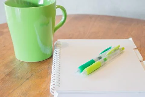 Simple work table of freelance Stock Photos