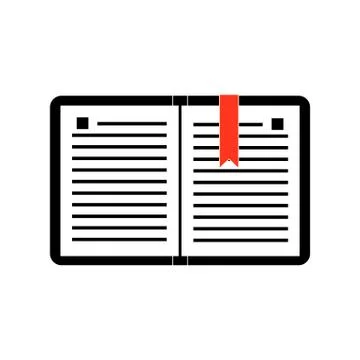 Simple workbook icon with a red bookmark Stock Illustration