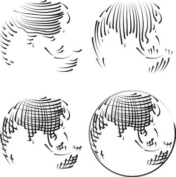 Simple World Engraving Stock Illustration