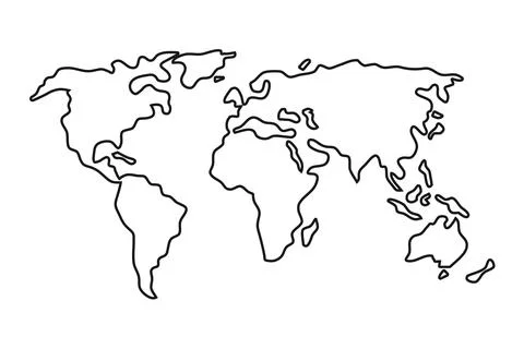 Simple world map in flat style isolated on white background. Vector illustr.. Stock Illustration