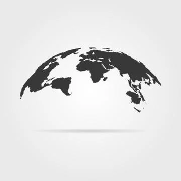 Simple world map icon with shadow Stock Illustration