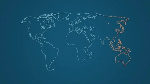 A simple world map line of different countries and continents Видео 285934702