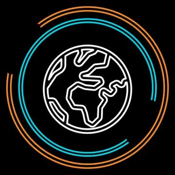 Simple World Thin Line Vector Icon Stock Illustration