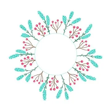 Simple wreath with flowers. Spring. Cute wreath with colorful flowers Stock Illustration