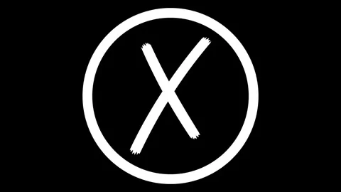 Simple X Mark in Circle Outline Animation, A bold X inside a circle on a bl.. Stock Footage 308885188