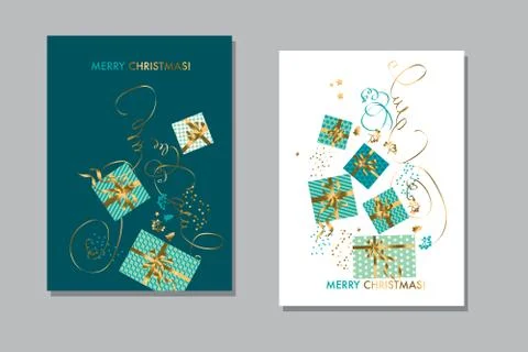Simple xmas gift box element for header, card, invitation, Stock Illustration