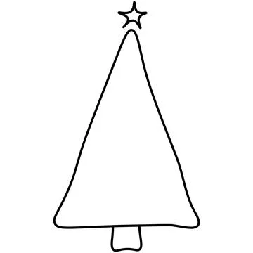 Simple xmas tree hand drawn illustration black Illustrazione stock