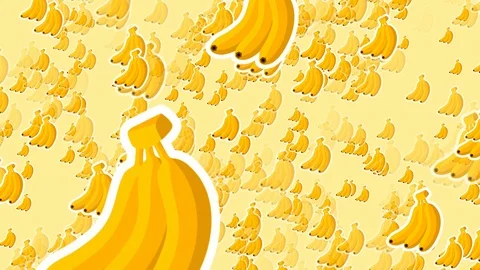 Simple yellow banana video background in vintage retro style. Stock Footage 86582104
