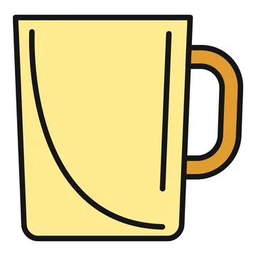 Simple yellow beverage mug with an orange handle, isolated Illustration