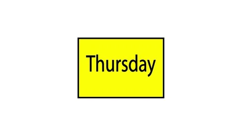Simple yellow block with the word thursday in black minimalist weekday conc.. Stock Footage 259120794