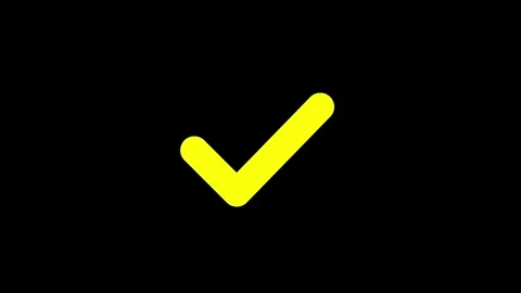 Simple yellow check mark symbol rotating slowly on a black background motio.. Stock Footage 345547765