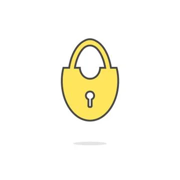 Simple yellow door lock icon Stock Illustration
