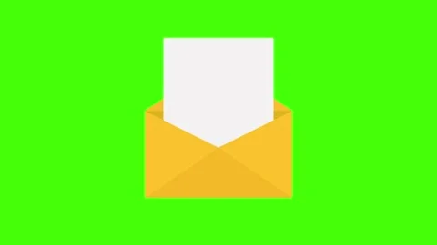 Simple Yellow Envelope Animation on Green Background Video stock 306405398