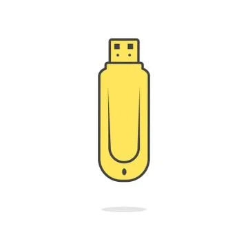 Simple yellow flash drive icon with shadow Stock Illustration