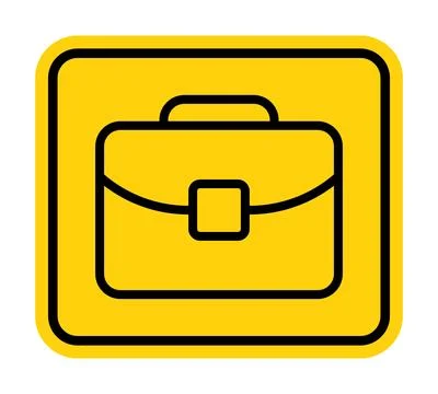 Simple Yellow Icon with Briefcase Symbol Illustrates Business and Work Themes Stock Illustration