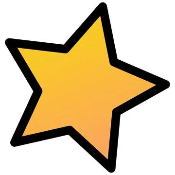 Simple yellow orange gradient star shape flat outline icon element Stock Illustration