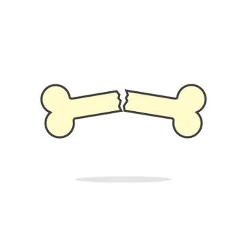 Simple yellow outline broken bone icon Stock Illustration