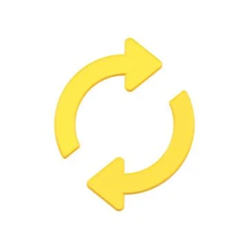 Simple yellow rotation circle arrows 3d icon vector illustration. Dynamic s.. Stock Illustration