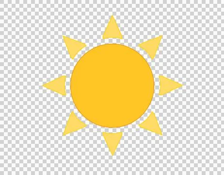 Simple yellow sun flat icon with pointed rays Illustrazione stock