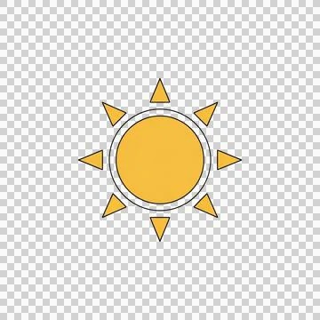 Simple Yellow Sun Illustration with Triangular Rays Icon Stock Illustration
