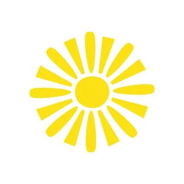 Simple yellow sun vector flat illustration with round shape middle and beams Stock Illustration