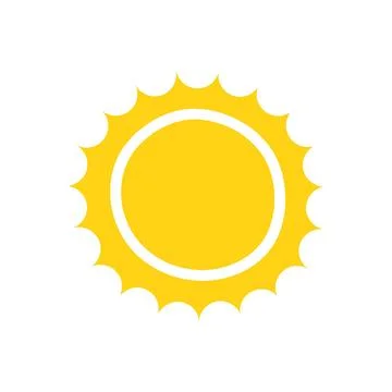 Simple yellow sun vector flat illustration with round shape middle and beams Illustrazione stock