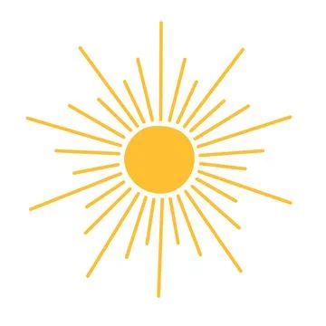 Simple yellow sun vector flat illustration with round shape middle and beams イラスト素材