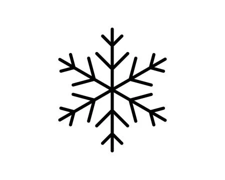 Simple yet elegant black line art snowflake icon. Perfect for winterthemed .. Stock Illustration