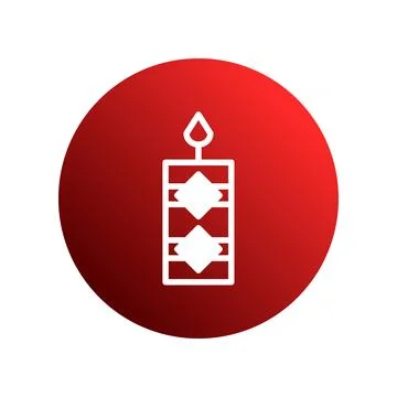 A Simple yet Elegant White Candle Outline on a Red Gradient Background Circ.. Stock Illustration
