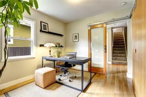 Simple yet practical office room interior Stock Photos