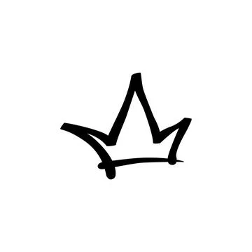 A simple yet striking black crown design is illustrated on a white background Stock Illustration