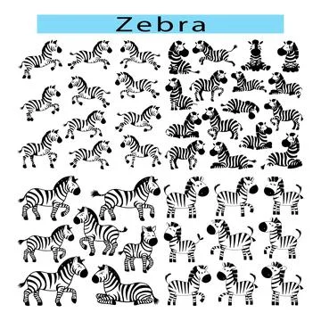 Simple Zebra Outline Vector Illustration on White Background Stock Illustration