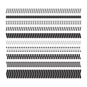 Simple zigzag underlines. A set of geometric decorative elements Stock Illustration