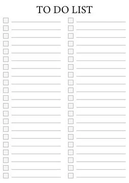 Simplest To Do List Template Two Columns, Simple Task Planner Stockillustratie
