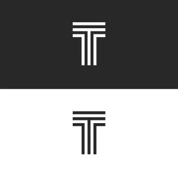 Simplest logo T letter monogram, capital letter initial linear minimal style  Stock Illustration