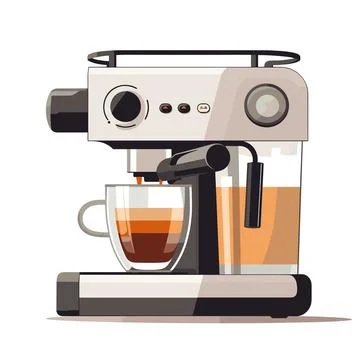 Simplicity in Every Sip: Flat Style Coffee Machine Illustration Stock Illustration