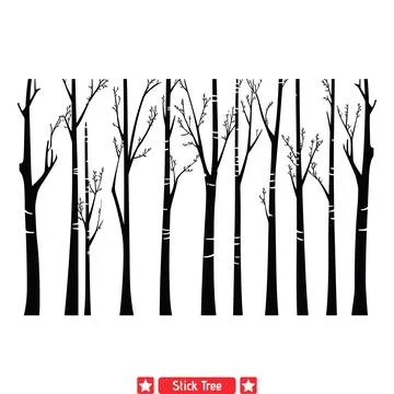 Simplicity in Form  Refined Stick Tree Vector Bundle for Versatile Usage Stock Illustration