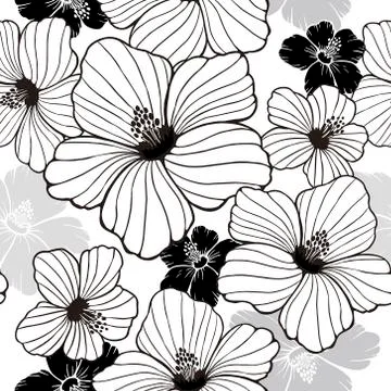 Simplicity hibiscus seamless pattern Stockillustratie