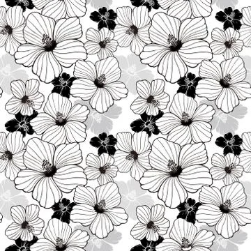 Simplicity hibiscus seamless pattern Stockillustratie