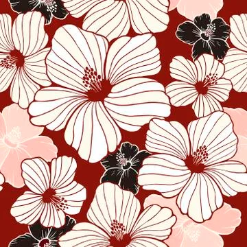 Simplicity hibiscus seamless pattern 스톡 일러스트