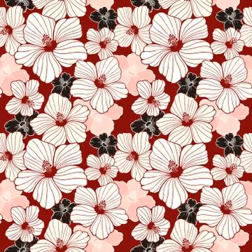 Simplicity hibiscus seamless pattern Stock Illustration